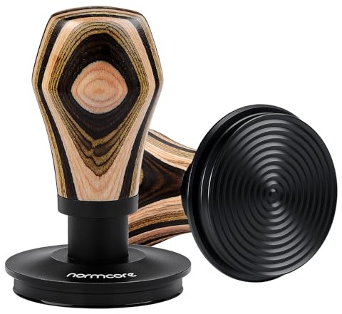 Normcore 53.3mm Coffee Tamper V4, Spring Loaded Tamper with Titanium PVD Coating Ripple Base, Espresso Tamper Fits 54mm Breville Sage Portafilters, Colorful Wood Handle