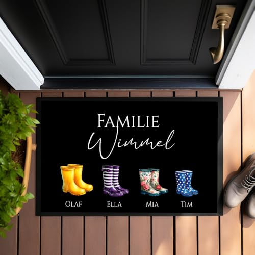 Manufaktur Liebevoll Fußmatte Personalisiert Namen Fussmatte Schmutzfangmatte Gummistiefel Teppich Geschenk Hochzeit Familie Geschenk Einzug Umzug Name (Gummistiefel)
