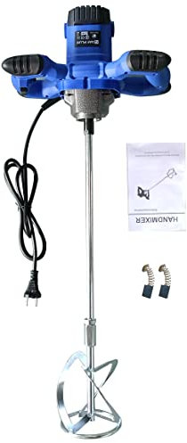 2600W Concrete Mixer Machine Paddle Mixer, Electric Power Plaster Mixer, 6 Speed Adjustable Paint Mixer, M14 Threaded Rod, 2M Power Cable for Mortar Grouts Paint Cement Plaster Plastering