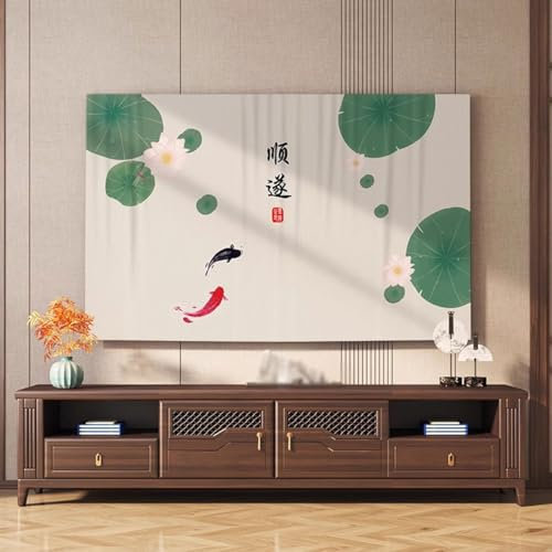 Indoor TV Cover 30-80 Inches Television Cover Cloth Modern Art Wall-Mounted Curved Screen Dustproof TV Screen Protector Cover Living Room Decoration(Size:80IN(W190xH110CM),Color:B)