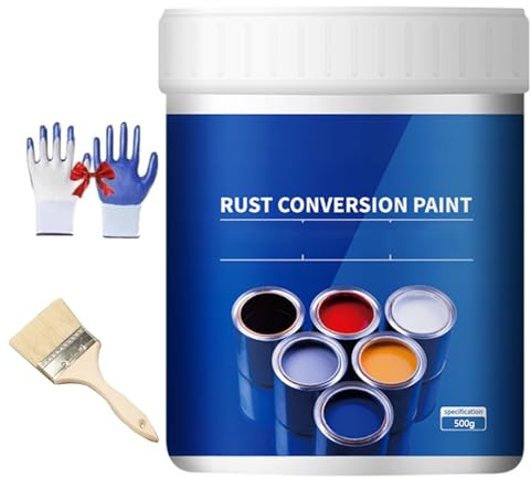 Rust Conversion Paint, 500g Weatherproof Rust Converter Paint for Metal, Multifunctional Metal Rusts Remover with Brush (Blue,0.5kg)