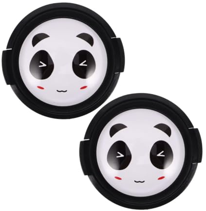 VILLCASE Frontlinsendeckel aus Robustem Kunststoff 52mm 2 Stück mit Niedlichem Panda Design Kompatibel mit Kameraobjektiven für Outdoor Fotografie und Porträtaufnahmen
