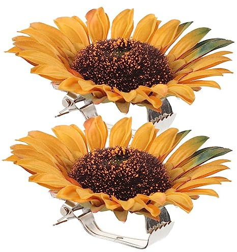 Pince à Embrasse de Rideau Tournesol Décorative 2pcs Métal | Clips à Forte Pince, Tissu Résistant à L’usure, Fixation pour Tentures et Décor de Hôtel