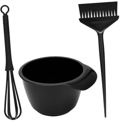 GALPADA Haarfärbeschale aus Pp mit Rührstab und Haarfärbepinsel für Gleichmäßiges Färben im Friseursalon und Zuhause in Schwarz