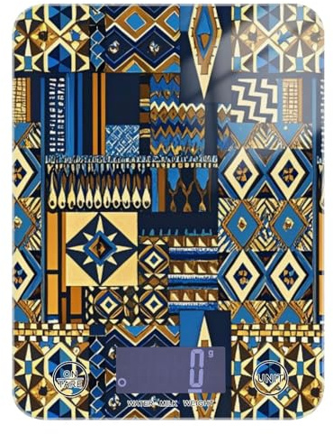Boho Gold Blue Vintage Texture Cottura Piccola Bilancia Digitale Cibo 11 Oz, 5kg/5g Piccola Bilancia Cucina con 4 Unità per (Utente) (Utente) (Utente) bascula Digital de peso para comida