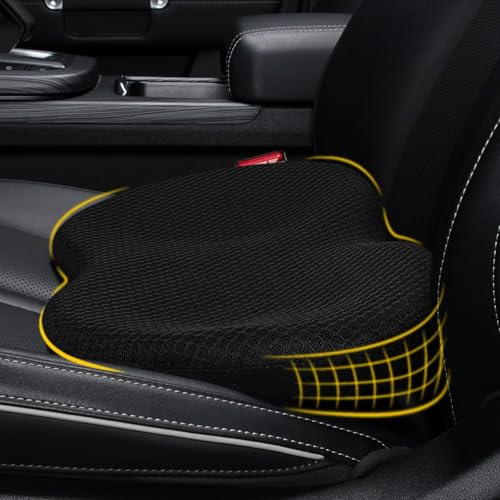 BRAVECOW Sitzkeilkissen für Auto,Ergonomische Autokissen,Memory Foam Sitzkissen,Erhöht die Sitzhöhe, Verbesserung der Sitzhaltung, für Auto Fahrersitz Sitzkissen,Bürostuhl