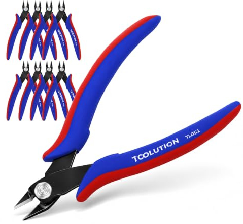 TOOLUTION 10er Seitenschneider Elektronik für Modellbau 3D Drucker | Scharfe Präzisionsklinge, Federmechanismus, ergonomischer Griff. Perfekt für Modellbau, Elektronik, Schmuck und Kabelbinder