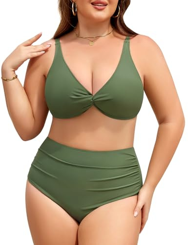 Svanco Costume Donna Due Pezzi Taglie Forti Bikini Vita Alta Push Up Costumi Bagno Curvy Modellante per Mare e Piscina