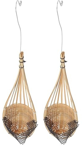Cestas colgantes para orquídeas, suculentas y vides, macetas tejidas con gancho de metal, diseño ventilado para flujo de aire y luz solar, ratán natural y para macetas colgantes duraderas hechas a