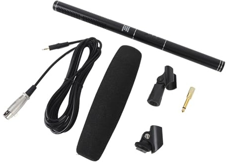 HUSHUI Kondensatormikrofon, Professionell Kardioidkameramikrofon med 3-stifts XLR-kontakt för DSLR-videokamera Intervjuvideoinspelning