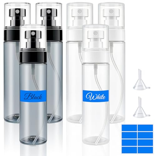 Maxumille 6Pcs Travel Spray Bottle 100ml,Fine Mist Spray Bottle Black White
