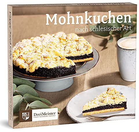 DreiMeister Mohnkuchen nach schlesischer Art I Kuchen nach original Familienrezept I saftig & dicke Butterstreusel I frische Zutaten & naturreine Gewürze I schlesische Spezialitäten I 800g
