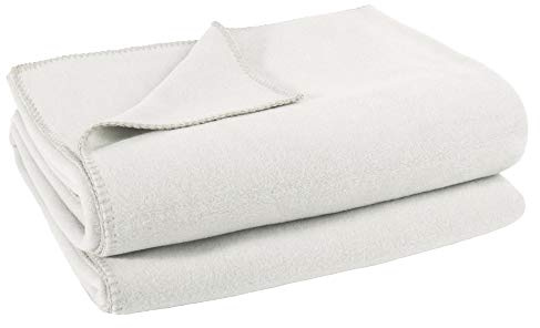 Soft-Fleece-Decke – Polarfleece-Decke mit Häkelstich – flauschige Kuscheldecke – 110x150 cm – 010 offwhite – von 'zoeppritz since 1828', 103291-010-110x150
