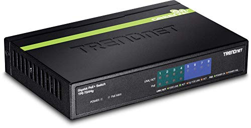 TRENDnet, TPE-TG80G, Switch PoE+ 8 porte gigabit, budget di potenza PoE da 123 W, 16 Gbps, splitter Ethernet, nero
