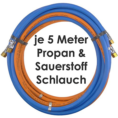 Propan Sauerstoff Gasschlauch Zwillingsschlauch 5 Meter - Semperit Profi Gummischlauch zum autogen schweißen oder schneiden - Semperit Profiqualität von Gase Dopp
