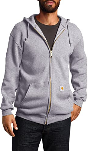 Carhartt Bred herrtröja, medelvikt, genomgående dragkedja, sweatshirt, Ljunggrå, L