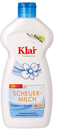 Klar eco Sensitive Scheuermilch 500ml, ohne Duft, für Metalloberflächen, Glaskochfelder, Induktionsherde, vegan