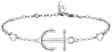 BlingGem 925 Pulsera de Plata de Ley Buena Suerte Símbolo Pulsera de Ancla Mujer Regalo de Joyería para Día de la Madre