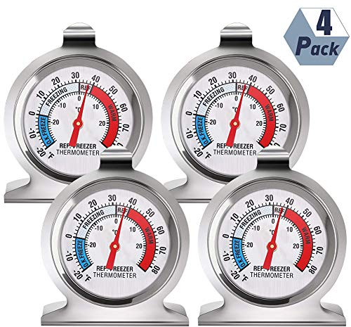 Classic Series Large Dial Refrigerator Freezer Thermometer - Pack of 4