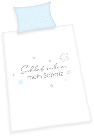 Herding Kleiner Schatz Bio-Bettwäsche-Set, GOTS-zertifiziert, Wendemotiv, Kopfkissenbezug 40 x 60 cm mit Hoteleinschlag, Bettbezug 100 x 135 cm mit leichtläufigem Reißverschluss, Baumwolle/Renforcé