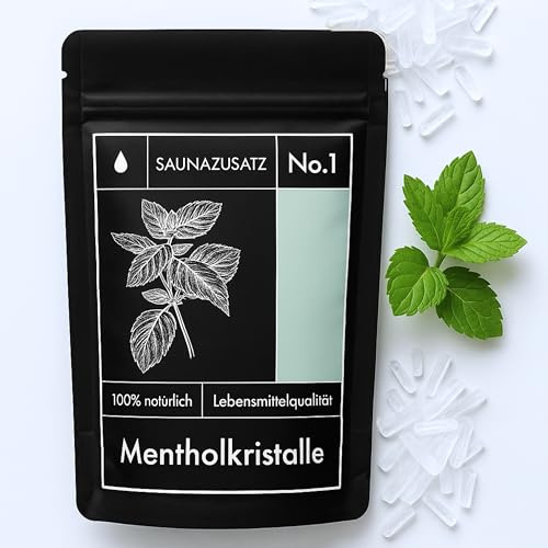 tek.vital Mentholkristalle Sauna Zusatz No. 1 | Sauna Menthol Kristalle in Lebensmittelqualität | Sauna Salz zu 100% aus natürlicher japanischer Minze | 100g Saunakristalle für bis zu 60 Saunagänge
