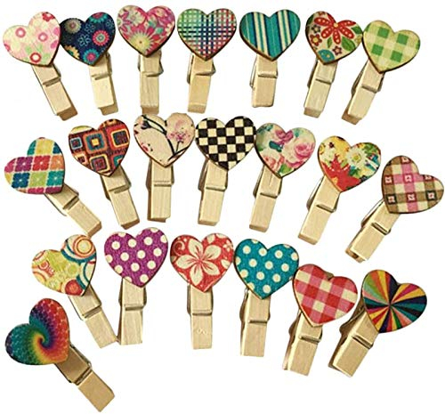 100 Klammer für Fotowand Holzklammern Klein Bunt Klammern für Fotos Klein Holzwäscheklammern Klein Deko Wäscheklammern Mini Klammern für Fotos Aufhängen für DIY Fotos Hochzeit Geschenk Craft Decor