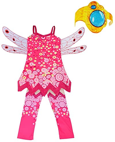 Lito Angels Mädchen Elfenabenteuer Kostüm Kleid mit Flügeln und Hose | Spaghettiträger, A-Linie, Zickzacksaum, Elfenabenteuer, Abnehmbare Flügel, Hose, Halloween Verkleidung