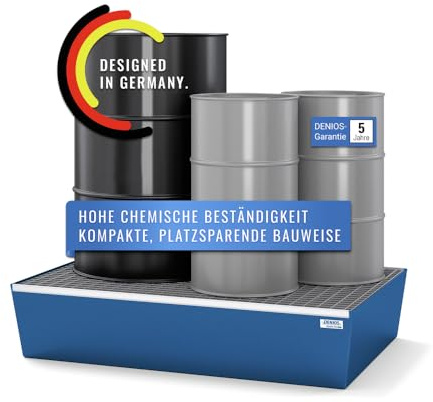 Auffangwanne classic-line aus Stahl für 2 Fässer, lackiert, m. Gitterrost, 1236x815x255