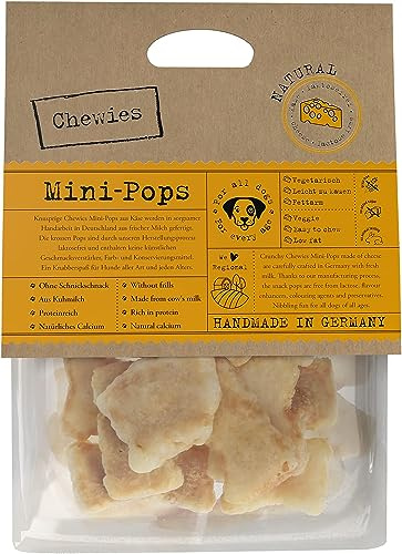 Chewies Mini-Pops Käse Leckerli für Ihren Hund - Knusper Käse-Snack Leckereien für Hunde - laktosefreie, kalorienarme Hundeleckerli getreidefrei aus Kuh-Milch, made in Germany (35g)