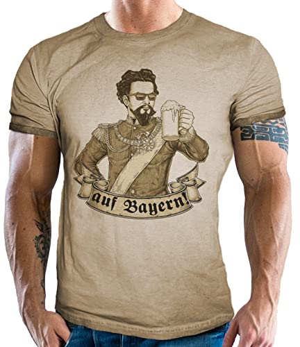 Camiseta tradicional con aspecto vintage retro usado. Para verdaderos fans de Baviera: Rey Ludwig, en Baviera, En Baviera, 4XL