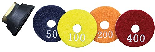 Karl Dahm Schleifscheiben Set Ø 50 mm inkl. Klettaufnahmeteller I Ideal zum Nass- und Trockenschleifen von Fliesen, Feinsteinzeug Naturstein, Granit, Marmor, Beton uvm I Mini Schleifmittel – 50489