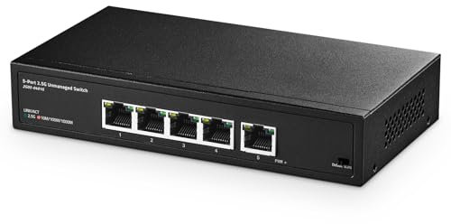 Binardat Switch a 5 porte 2.5G, 5 porte Ethernet RJ-45 da 2,5 Gigabit, supporto Vlan, commutatore di rete desktop multi-gigabit non gestito in metallo