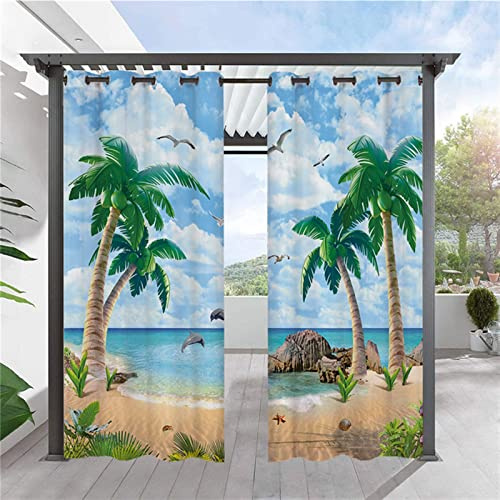 Heavyoff Outdoor Vorhänge Wasserdicht, Wetterfest Sichtschutz Terrasse Sonnenschutz für Balkon Veranda Pergola Gartenlaube 2 Stück, Stil 10, 117x160cm