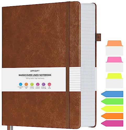 Notizbuch A4 liniert, Hardcover Tagebuch mit 312 Nummerierten Seiten | 100g/m² Tintenfestes Papier Dickes Tagebücher, Leder Tagebuch für Erwachsene Frauen Männer, 21,6 x 28,8 cm