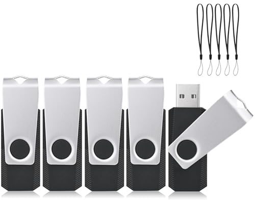 ABLAZE Chiavetta USB 64 GB 5 Pezzi PenDrive 64 GB Chiavetta USB 2.0 Set 5 Unità con Corda (nero)