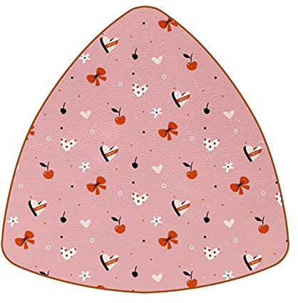 Posavasos triangulares (juegos de 6) reutilizables para bebidas, cerezas y rojo acanalado