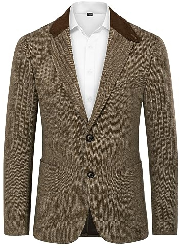 PaulJones Blazer Vintage a Due Bottoni con Risvolto Giacca Slim Fit S Cammello 462-1