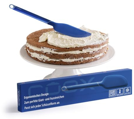 coox Teigspatel - Zum perfekten Glatt- & Ausstreichen I Erognomisches Design I Passt sich jeder Schüssel an I Spülmaschinenfest I BPA-frei Blau