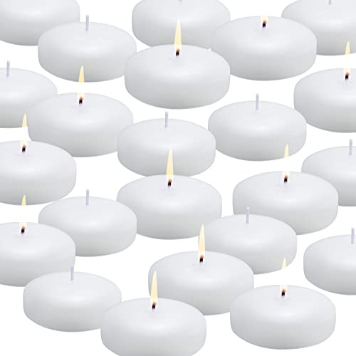 flamecan 12 Pack Floating Candles, 3” White Unscented Dripless Wax Burning Candles, for Cylinder Vases, Weddings, Party and Holiday …