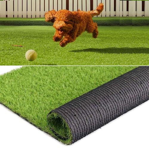 Kunstrasen-Rasenteppich, Grasmatte, 2,5 cm hoch, Teppich mit Entwässerungslöchern, Kunstrasen-Flecken, Rasenteppich, Fußmatte für Hunde, Haustiere, Terrasse, Rasen, Landschaft, Balkon