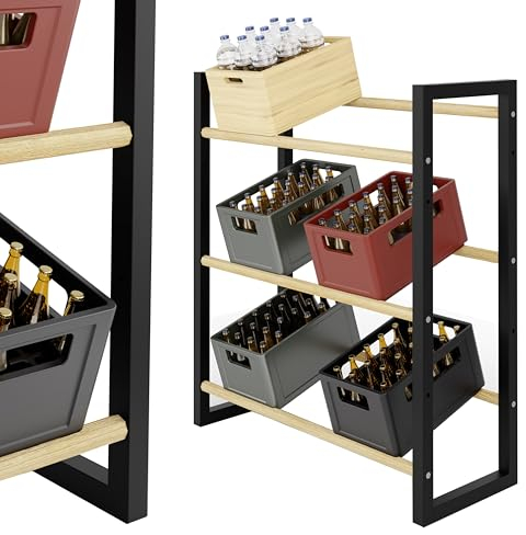 Lenmar, LOFT K, 116x103x40 cm, schwarz, Kiefer, Getränkekistenständer aus Holz, Sehr stabil und platzsparend, Getränkeregal, Getränkekistenregal 6 Kisten, 6 Kästen, Freistehend, extrem Standfest