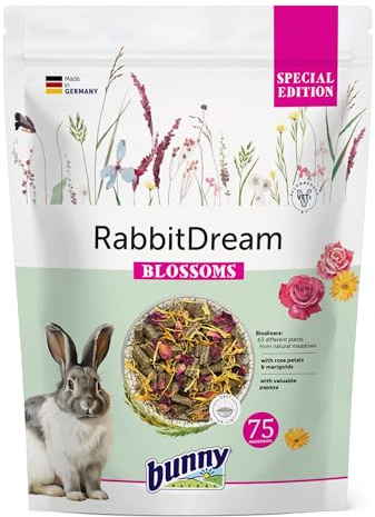Bunny Coniglio-Traum Special Edition Blossoms | 1,5 kg | Alimento completo per conigli nani a partire dai 6 mesi | Con 63 piante ed erbe selezionate | Con petali di rosa