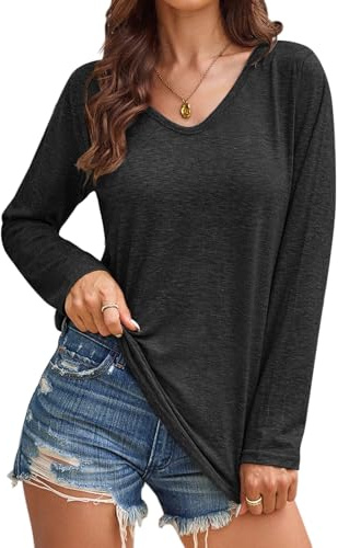 EDOTON Mujer Manga Corta Camiseta Cuello V Casual Crop Tops Mangas Sueltas Tops Sueltas Camisetas Sin Mangas Túnicas para Mujer