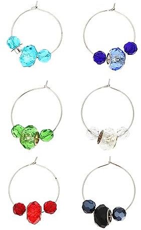 Ciieeo 6pcs Quality Material Wine Glass Ring Tags Charms Decorations for Wine Glasses