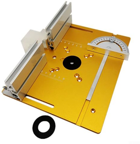 JDQTPOET Set of 3 Aluminum Alloy Router Table Insert Plate, Woodworking Router Plate CNC Engraving Router Table Top with Dustboard(Gold)