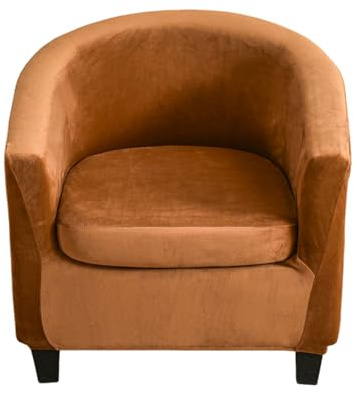 Hearda Housse Fauteuil Club 2 Pieces,Housse Fauteuil Cabriolet Velours avec Housse de Coussin, Housse de Protection pour Fauteuil de Club Housse de Fauteuil Extensible Universelle (Couleur Camel)