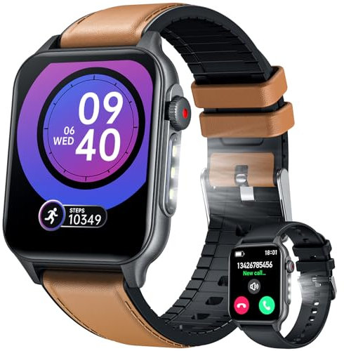 Smartwatch Uomo Con Fitness Orologio Android: 1.96 Digitale Smart Watch Con LED Torcia Bluetooth 100+ Sportive Watch impermeabile Con Contapassi Sonno Calorie Misura Fitness Tracker Per Iphone IOS