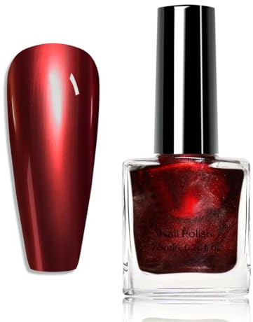 Metallic Nail Polish, Chrome nail Polish, Quick Dry Nail Varnish, Mirror Effect Art Polish, Silver Plating metallic Nail Polish No UV Needed, nail polish Sets for Women (Red)