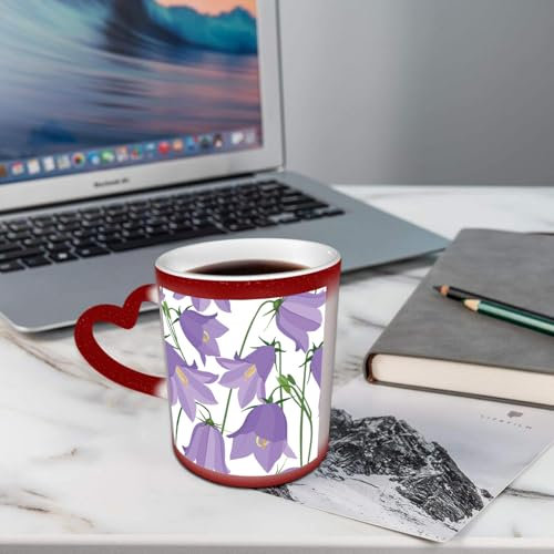 AELKSP Kaffeetassen – Farbwechseltasse, Magic Mug,Thermobeschichtung, 335ml, Keramik - Geschenkidee Männer, Frauen,Wiesenblumen-Glockenblumen.