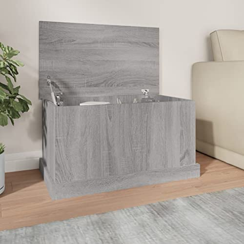IKAYAA Baule in Legno Grigio Sonoma - 70x40x38 cm Box da Giardino Contenitore per Mobili e Cuscini